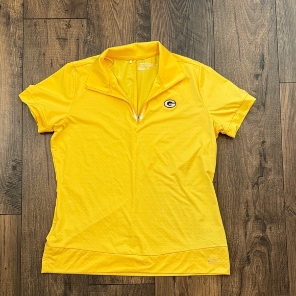 Nike Tops - NIKE GREEN BAY PACKERS WOMENS YELLOW ZIP POLO SIZE L